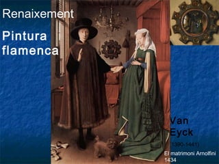 Van
Eyck
(1390-1441)
El matrimoni Arnolfini
1434
Renaixement
Pintura
flamenca
 