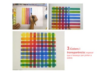 3 .Colors i transparència:   esperar que s’assequi per pintar a sobre 