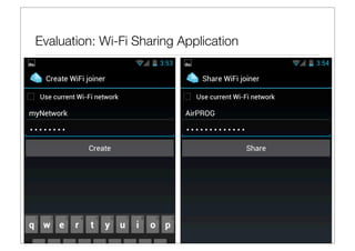 Evaluation: Wi-Fi Sharing Application
 