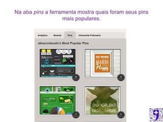 Na aba pins a ferramenta mostra quais foram seus pins
                   mais populares.
 