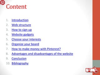 Content
1.    Introduction
2.    Web structure
3.    How to sign up
4.    Website gadgets
5.    Choose your interests
6.  ...
