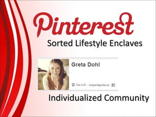 Sorted Lifestyle Enclaves

Individualized Community

 