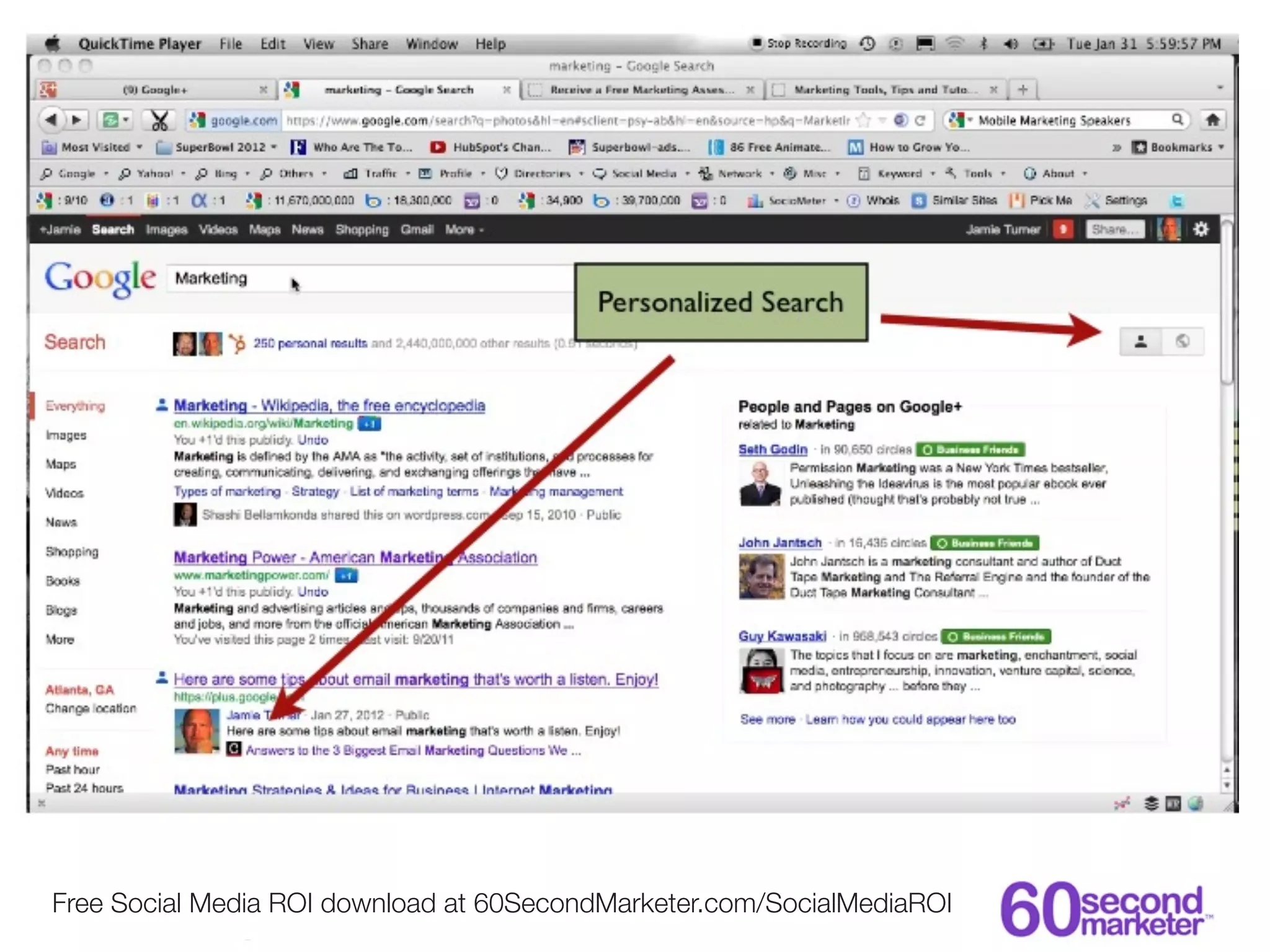 Free Social Media ROI download at 60SecondMarketer.com/SocialMediaROI
 