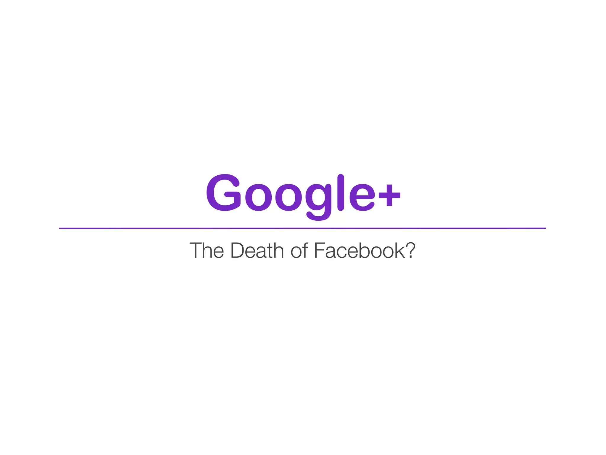 Google+
The Death of Facebook?
 