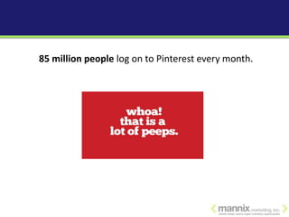 85 million people log on to Pinterest every month.
 
