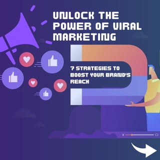 UNLOCK THE
POWER OF VIRAL
MARKETING
7 STRATEGIES TO
BOOST YOUR BRAND'S
REACH
 