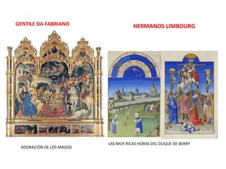 GENTILE DA FABRIANO
ADORACIÓN DE LOS MAGOS
HERMANOS LIMBOURG
LAS MUY RICAS HORAS DEL DUQUE DE BERRY
 