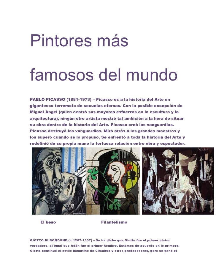 pintores msfamosos del mundopablo picasso 1881 1973 picasso es a la historia - Nombres De Pintores Famosos pintores msfamosos del mundopablo picasso 1881 1973 picasso es a la historia - Nombres De Pintores Famosos