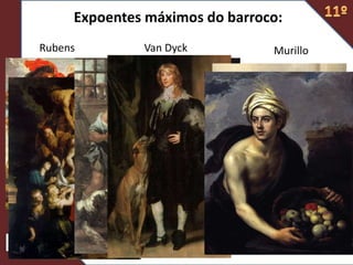 Expoentes máximos do barroco:
Rubens Van Dyck Murillo
 