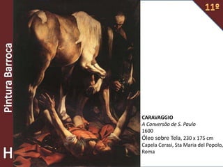 CARAVAGGIO
A Conversão de S. Paulo
1600
Óleo sobre Tela, 230 x 175 cm
Capela Cerasi, Sta Maria del Popolo,
Roma
 