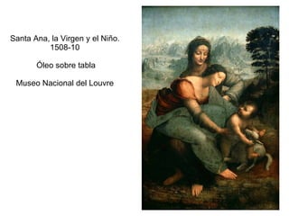 Santa Ana, la Virgen y el Niño. 1508-10   Óleo sobre tabla  Museo Nacional del Louvre 