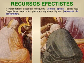 RECURSOS EFECTISTES <ul><li>Personatges asseguts d’esquena ( il·lusió òptica ), donat que l’espectador sent més pròximes a...