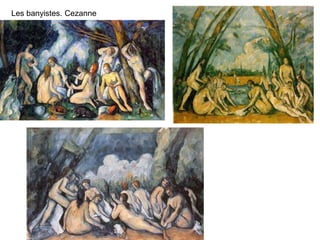 Dividit en tres franges
Influència de l’art primitiu
Figura d’esquena i de cara.
Trenca amb el cànon clàssic
de la perspectiva lineal
Figura hieràtiques.
Perfil i rostre molt
geomètric
Més clàssic
Pla, geomètric, lineal
Formes anguloses
Sobreposició en un mateix pla de diverses versions
 