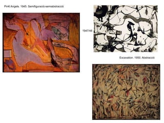 El gran masturbador.
Salvador Dalí. 1929
Surrealisme.
110x150 cm
Composició
tancada, asimètrica
Línies verticals,
corbes,sinuoses
Predomini de la línia sobre el color
Paisatge irreal
Línia de l’ horitzó
molt baixa
Profunditat
Gran domini
del dibuix, molt
detallista
Autoretrat de l’artista
Gala
Pors infantils
Símbol sexual,
figura del pare
Puresa,
penetració sexual,
masturbació
Penetració sexual
Passejades per la platja amb Gala
Estètica modernista
 