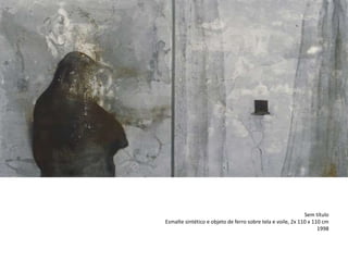 Sem título
Esmalte sintético e objeto de ferro sobre tela e voile, 2x 110 x 110 cm
1998
 