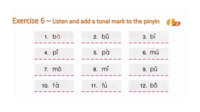 Pinyin 01 Vowels, consonants and tones