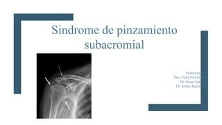 Sindrome de pinzamiento
subacromial
Sesión parte 2
Dra. Yulia Victoria R1
Dr. Omar Soto R2
Dr. Arturo Balam R4
 