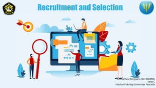 Recruitment and Selection
Annisa Dewi Rengganis (6019210096)
Kelas C
Fakultas Psikologi Universitas Pancasila
 