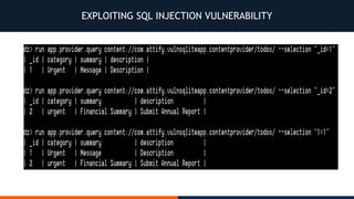 EXPLOITING SQL INJECTION VULNERABILITY
 
