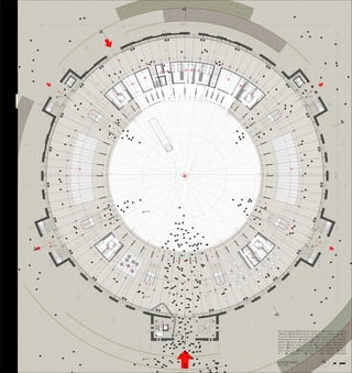 PUERTA
TRAMPA
ACCESO
AS.M.
PUERTA
TRAM
PA
ACCESO
A
S.M
. PUERTA
TRAM
PA
ACCESO
A
S.M
.
USO
EXCLUSIV
O
DIS
CAPACIT
ADOS
USO
EXCLUSIV
O
DIS
CAPACIT
ADOS
C
A
B
A
C
B
04 01
02
03
04
05
06
07
08
09
10
11
1213
14
15
16
17
18
19
20
21
22
23
+ 0.20
+ 0.00
+ 0.20
+ 0.10
+ 0.10
+ 0.10 + 0.10
+ 0.10
0,6 0,96 8,30 51,13 3,34 1,6 7,25 8.30 0,96 0,6
21,21
7,34
0,45
0,96
18,8
2,49
0,75
0,75
0,75
1,56
8.30
7,25
1,6
3,34
0,8
6,25
5,41
8.30
10,5
2,49
0,6
3,00
1,251,25
1,56
8,28
7,03
1,58
3,34
0.8
0,13
0,13
1,5
1,5
7,25 1,6 3,34
3,00 3,00
1,56
17,15
3,34
0,8
1,56
8,28
0,13
7.03
0,13
1,58
3,34
0,8
0,13
15,36
0,6
0,6
15,36
0,6
0,6
15,36
0,6
0,6
15,36
0,6
0,6
0,6
5,41
8,30
10,5
2,49
3,00
1,5
1,5
1,5
1,5
0,6
5,41
8,30
10,5
2,49
1,5
1,5
0,6
5,41
8,30
10,5
2,49 22,87
4,09
0,60,96
8,30
2,79
4,44
1,58
4,14
0,6
0,96
8,28
0,13
7,03
0,13
1,58
3,34
0,8
0,6
0,96
8,28
0,13
7,02
1,58
0,13
3,34
0,8
0,6
0,96
8,28
0,13
7,02
0,13
0,13
1,98
1,98
4,09
1,58
4,14
0,80,8
96,85
96,85
0,13
7,23
4,78
6,01 2,33
6,01
7,22
2,31
7,23
0,13
0,13
7,23
0,13 2,33
7,23
0,13
1 Acceso principal / 2 Exposiciones temporales / 3 Recepción - Información
- Boletería / 4 Palier Administración / 5 Orientación - Acreditaciones / 6 Hall
de acceso / 7 Exposiciones temporarias / 8 Exposición permanente - Histo-
ria Real de San Carlos / 9 Cafeteria / 10 Cocina - Despensa - Wc / 11 Baños
público / 12 Acceso secundario / 13 Espacio polivalente / 14 Acceso de
servicio / 15 Paso - Carga y Descarga / 16 Depósito general / 17 Puesto de
Control / 18 Acceso sector de servicios / 19 Baños y Vestuarios para depor-
tistas, artistas, etc. / 20 Baño y Vestuario para réferi, artista, etc. / 21 Cama-
rín / 22 Enfermería / 23 Arena - Gran espacio polivalente
PLANTA DE ACCESO
esc. 1:200
1
20
4
11
15
16
14
19 20 19
21
22
11
13
11
10
9
7
6
23
8
11
12
13
12 12
12
23
1
4
5
17
18
 