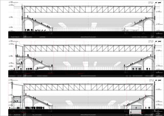 + 13.96
piso tecnico
+ 0.20
-12.00
plano fundacion
esp. polivalentes
-1.80
plano fundacion
+ 3.00
+ 18.75
+ 20.82
+/- 0.00
plaza publica
+ 2.70
gradas
acceso
+ 9.98
gradas
-3.22
subsuelo
+ 4.90
+ 5.35
administracion
complementos
envolvente
antigua plaza de toros
+ 13.96
piso tecnico
+ 0.20
-12.00
plano fundacion
esp. polivalentes
-1.80
plano fundacion
+ 3.00
+ 18.75
+ 20.82
+/- 0.00
plaza publica
+ 2.70
gradas
+ 4.90
entrepisos
+ 9.98
gradas
complementos
envolvente
antigua plaza de toros
+ 13.96
piso tecnico
+ 0.20
-12.00
plano fundacion
esp. polivalentes
-1.80
plano fundacion
+ 4.90
+ 18.75
+ 20.82
+/- 0.00
plaza publica
+ 2.70
gradas
+ 9.98
gradas
paso camiones
envolvente
antigua plaza de toros
CIRCULACION
CIRCULACIONCIRC.PASO ESP. POLIVALENTEGRAN ESPACIO POLIVALENTE
GRAN ESPACIO POLIVALENTE ACCESO CARGA / DESCARGA
ACCESO A GRADASACC. SEC.PLAZA PUBLICA CIRCULACION
CIRCULACION CAFETERIAPLAZA PUBLICA
SERVICIOS DE APOYOGRAN ESPACIO POLIVALENTEHALL DE ACCESORECEPCIONPLAZA CIRC.PASO
CORTE A-A
esc. 1:200
1
20
4
CORTE B-B
esc. 1:200
1
20
4
CORTE C-C
esc. 1:200
1
20
4
DETALLE Nº1
DETALLE Nº3 DETALLE Nº4 DETALLE Nº5
DETALLE Nº2
 