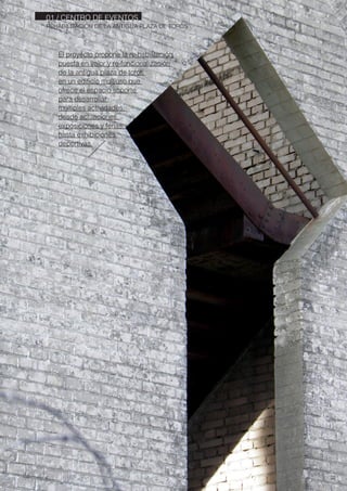 01./ CENTRO DE EVENTOS
03
REHABILITACIÓN DE LA ANTIGUA PLAZA DE TOROS
El proyecto propone la re-habilitación,
puesta en valor y re-funcionalización
de la antigua plaza de toros
en un edificio multiuso que
ofrece el espacio soporte
para desarrollar
múltiples actividades,
desde actuaciones,
exposiciones y ferias,
hasta exhibiciones
deportivas.
 