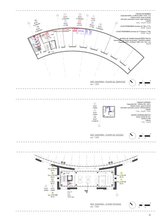 - 3.22
TANQUE DE BOMBEO
Capacidad 6260 l. (2 Affinity 3000 / 3130 l. c/u)
flotante (conex. agua corriente)
interruptor automatico (conex. agua meteórica)
colector
2 V.L. - 4 LL.P - 2 C.V.
2 ELECTROBOMBAS (bombeo de T.Bo a T.R.)
2 V.R. - 4 LL.P.
2 ELECTROBOMBAS (bombeo de T.Cisterna a T.Bo)
2 V.R. - 4 LL.P.
BATERIA DE TERMOTANQUES ELECTRICOS
(alimentados por tanque acumulador / colectores solares)
Capacidad 375 l. (3 Rheem TEPC 125 / 125 l. c/u)
8 LL.P.
1
B.A.F.
a T.Bo.
1
B.A.C.
a T.C.E
2
B.A.LL.
a T.Bo.
1
S.A.F.
a T.R
S.A.C.a vestuario
2
S.A.C.
a vestuario
3
1
S.A.C.
a vestuario
18
B.A.F.
a vestuario
19
B.A.F.
a vestuario
4 Du.
4 D.L.I.B.
4 I.P.
4 Lav.
4 LL.P.
1 P.P.A Ø110
3 P.P.A Ø63
24 01
02
03
23
C.PP.CR. Ø 110 SUSPENDIDO
B.A.T. 20X20
C.I. 60X60
P. Bom. y Bo.
- 2.40
3
S.A.F.
a baño
13
B.A.F
a cisterna
2
S.A.F.
a baño
13
TANQUE CISTERNA
Capacidad 500 l. (Affinity 500 / 500 l)
flotante (conex. agua corriente)
interruptor automatico (conex. hidroneumático)
colector
1 V.L. - 2 LL.P - 1 C.V.
EQUIPO HIDRONEUMÁTICO
tanque vertical de 76 l.
bomba 0.5 HP
colector
1 V.L. - 2 LL.P
1213
A
+ 6.20
3
S.A.F.
a baño
CLL C.PP.CR.
Ø110
18
3
C.D.V
Ø110
CLL C.PP.CR.
Ø110
16
CLL C.PP.CR.
Ø110
17
CLL C.PP.CR.
Ø110
20
CLL C.PP.CR.
Ø110
19
2 D.L.I.S
2 I.P.
2 Lav
2 LL.P.
2 P.P.A. Ø63
2
S.A.F.
a baño
INST. SANITARIA - PLANTA OFICINAS
esc. 1:200
45
1
20
4
INST. SANITARIA - PLANTA SS. ACCESO
esc. 1:200
1
20
4
INST. SANITARIA - PLANTA SS. SERVICIOS
esc. 1:200
1
20
4
 