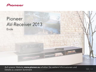Pioneer
AV-Receiver 2013
Ende
Auf unserer Website www.pioneer.eu erhalten Sie weitere Informationen und
Details zu unserem Sortiment 123 123
 