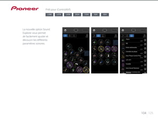 104 125 
Prêt pour iControlAV5 
LX88 LX78 LX58 2024 1224 924 824 
La nouvelle option Sound 
Explorer vous permet 
de facilement ajuster et 
découvrir les différents 
paramètres sonores. 
PRINCIPAL PRINCIPAL PRINCIPAL 
Onde stationnaire 
Contrôle de phase 
Auto Phase Control Plus 
Tonalité 
Auto Sound Retriever 
pRaérdauscitteiosn numérique des 
 