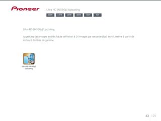 43 125 
Ultra HD (4K/60p) Upscaling 
Ultra HD (4K/60p) Upscaling 
Appréciez des images en très haute définition à 24 images par seconde (fps) en 4K, même à partir de 
lecteurs d’entrée de gamme. 
Ultra HD (4K/60p) 
Upscaling 
LX88 LX78 LX58 2024 1224 924 
 