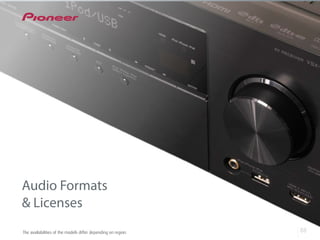 36 88
Audio Formats
& Licenses
The availabilities of the models differ depending on region.
 
