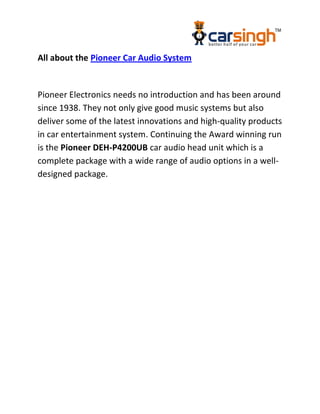 Pioneer car audio system dvh