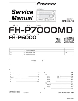 Service
Manual             ORDER NO.
               SMD99-647B




FH-P7000MD
FH-P6000

     •
     •
     •




           C             1999



                   K-ZZS.1999.4
 