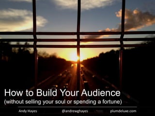Andy Hayes @andrewghayes plumdeluxe.com
How to Build Your Audience
(without selling your soul or spending a fortune)
 