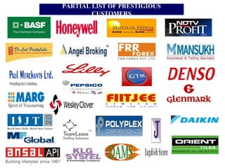 PARTIAL LIST OF PRESTIGIOUS
CUSTOMERS
 