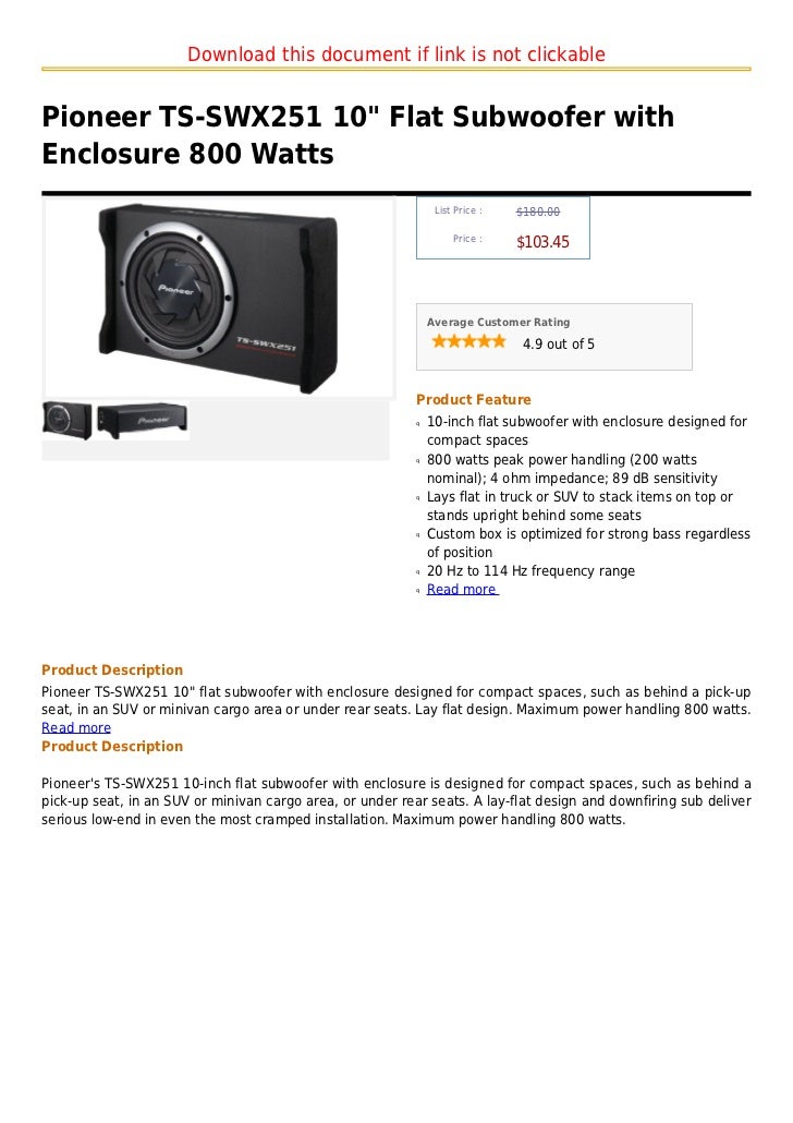 pioneer flat subwoofer