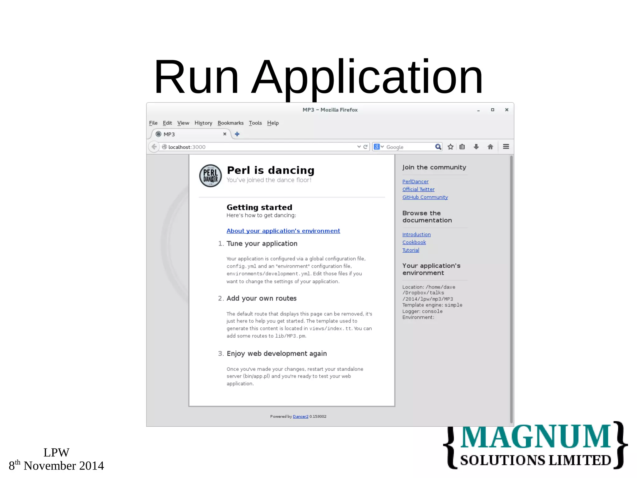 LPW 
8th November 2014 
Run Application 
 
