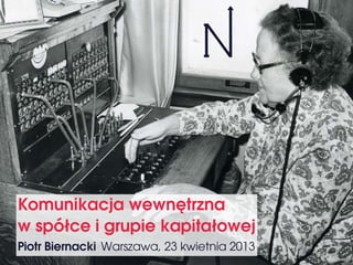Komunikacja wewnętrzna
w spółce i grupie kapitałowej
Piotr Biernacki Warszawa, 23 kwietnia 2013
 