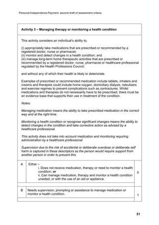Pip Notes PIP second draft assessment criteria (explanatory note) | PDF