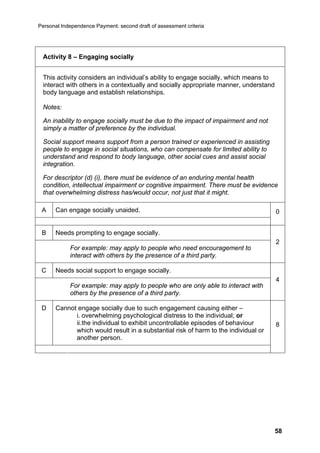 Pip Notes PIP second draft assessment criteria (explanatory note) | PDF