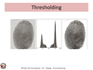 Thresholding
ET403:Principles of Image Processing
 