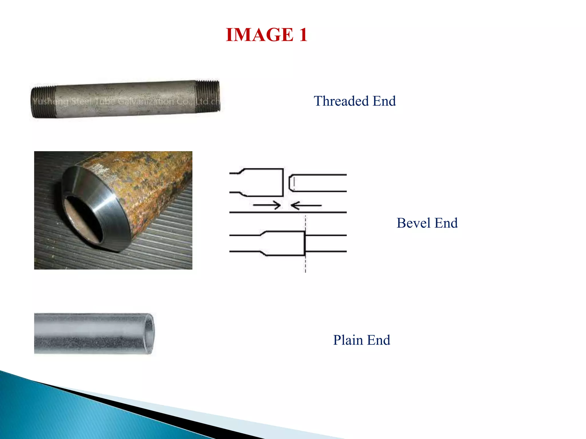 IMAGE 1


          Threaded End




                         Bevel End




            Plain End
 