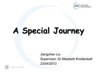 A Special Journey
Jiangchen Liu
Supervisor: Dr Miesbeth Knottenbelt
23/04/2013
 