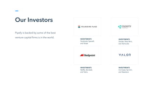 Our Investors
Pipefy is backed by some of the best
venture capital firms is in the world.
 