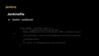 Jenkins
Jenkinsfile
● docker : build/push
 