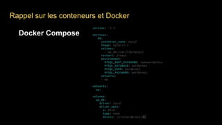 Docker Compose
Rappel sur les conteneurs et Docker
 