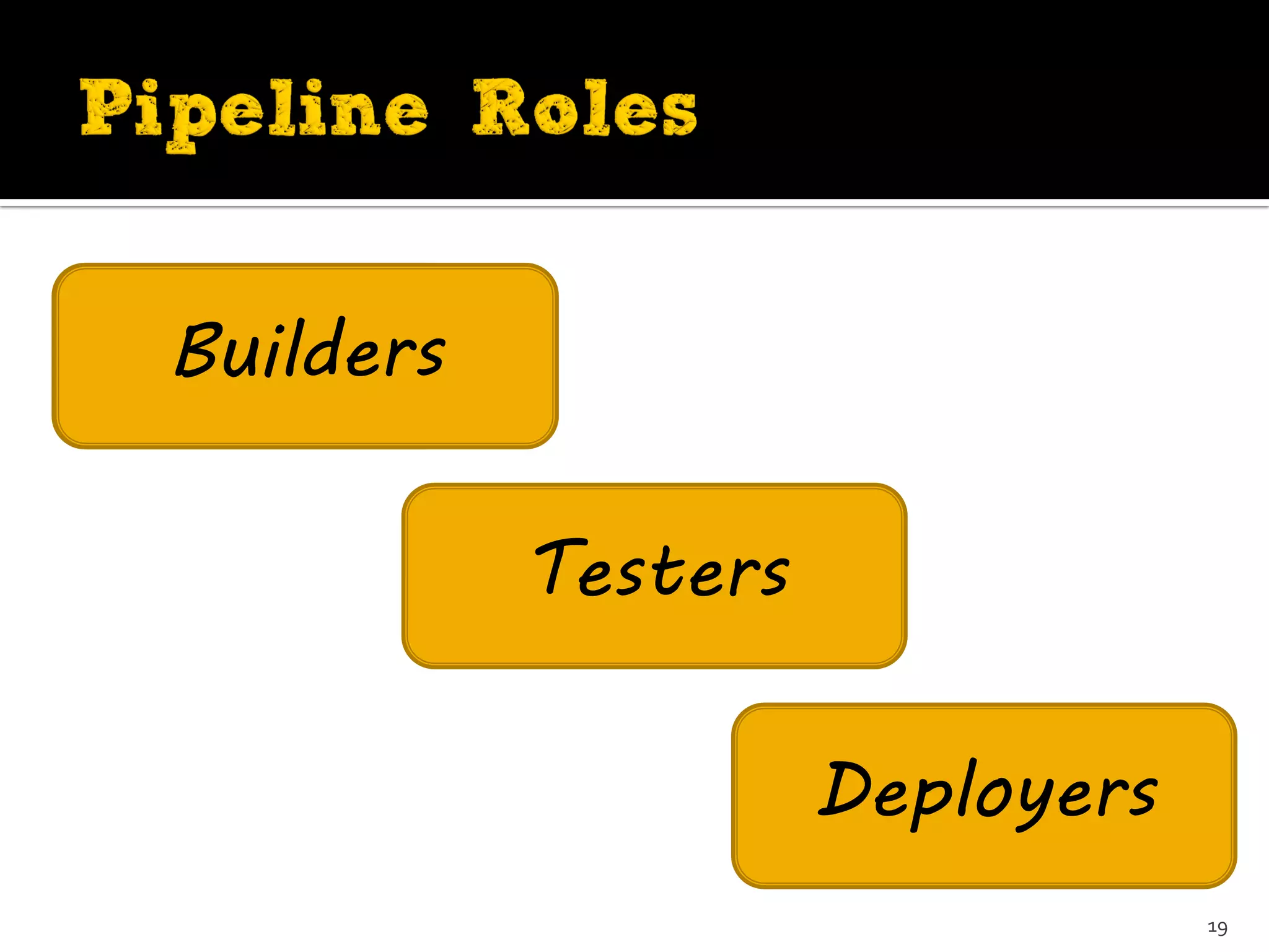 Builders
Deployers
Testers
Builders
19
 