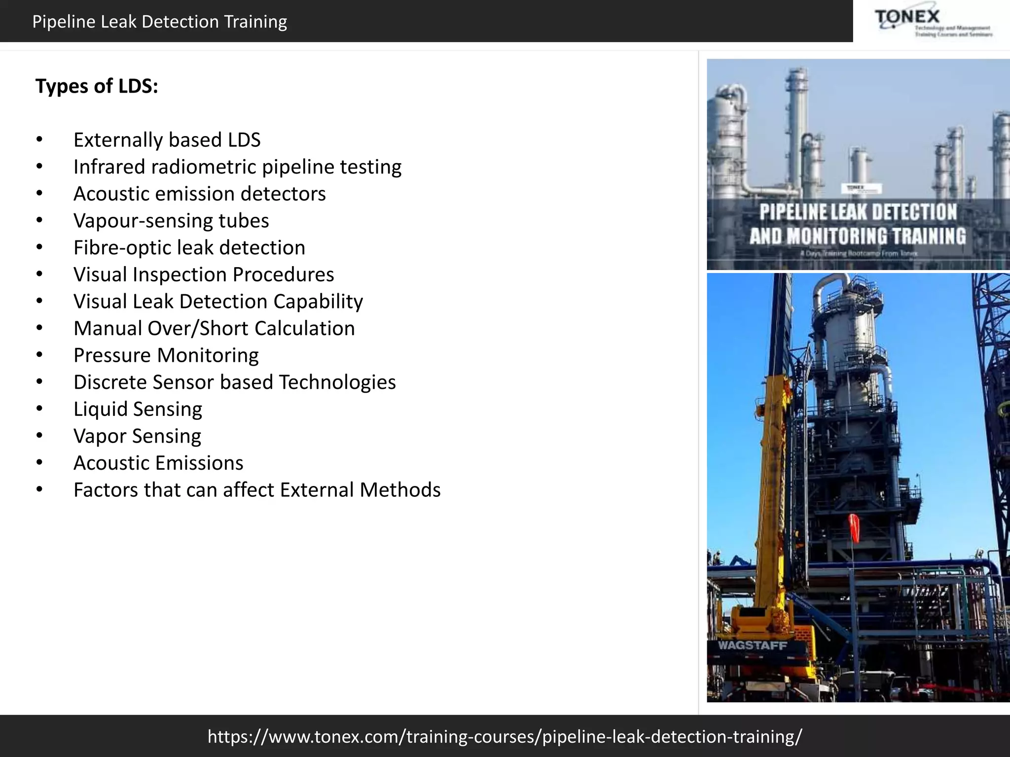 Pipeline Leak Detection and Monitoring : Tonex Training | PPT