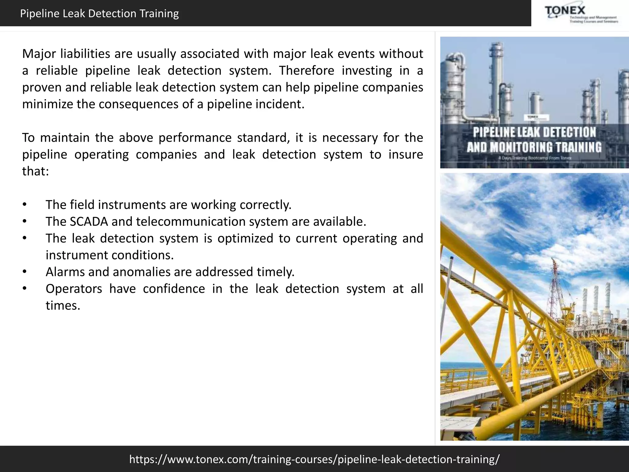 Pipeline Leak Detection and Monitoring : Tonex Training | PPT