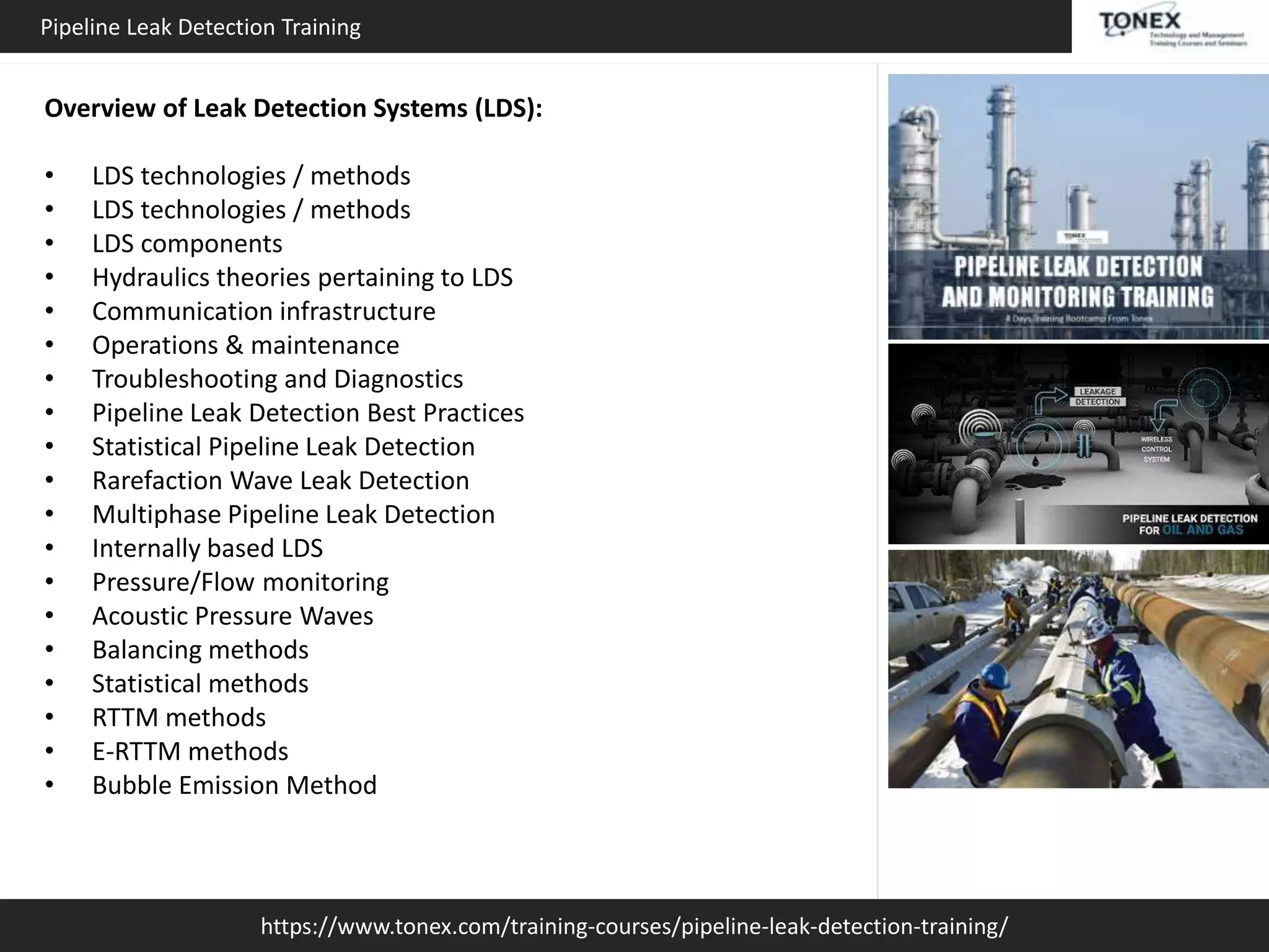Pipeline Leak Detection and Monitoring : Tonex Training | PPT